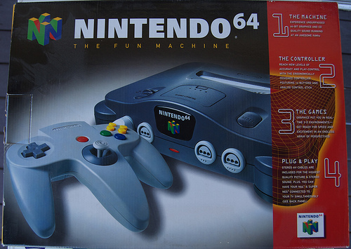 .N64: CONSOLE - BLACK - 1 CTRL AND HOOKUPS AND EXP. PACK (USED)