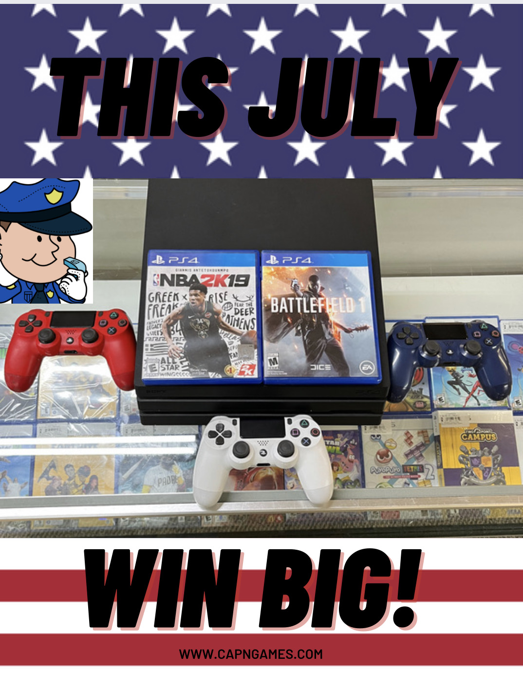 PS4: CONSOLE (RAFFLE) - PRO - 1 TB - INCL: 3 CTRL; HOOKUPS - 3 GAMES INCL. (USED)