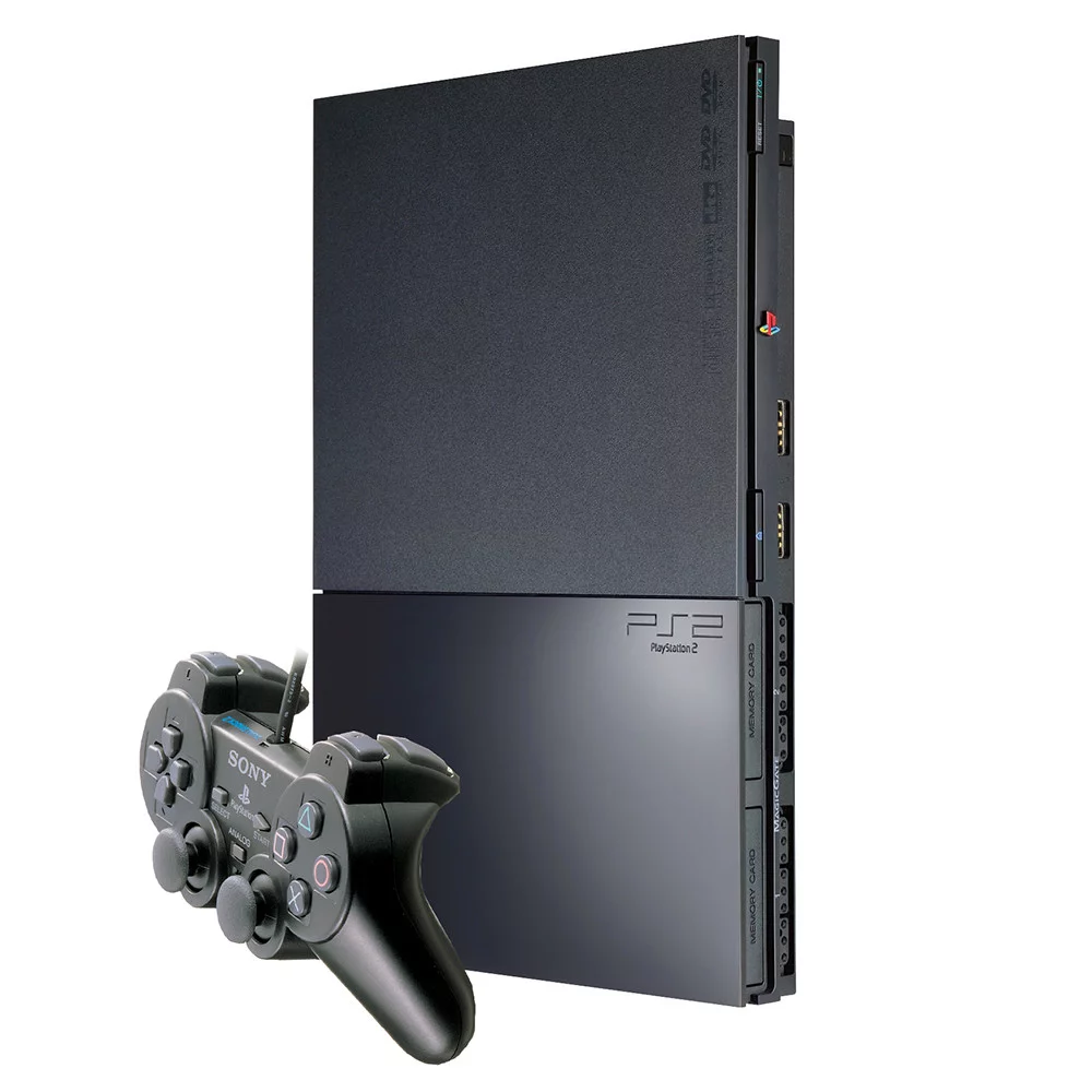 .PS2: CONSOLE - SLIM BLACK - INCL: 1 CTRL; FIG 8 POWER AV HOOKUPS (USED) - Click Image to Close