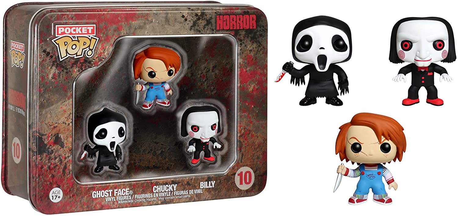 MISC: FUNKO POCKET POP HORROR CASE INCL. GHOST FACE; CHUCKY; AND BILLY (USED)